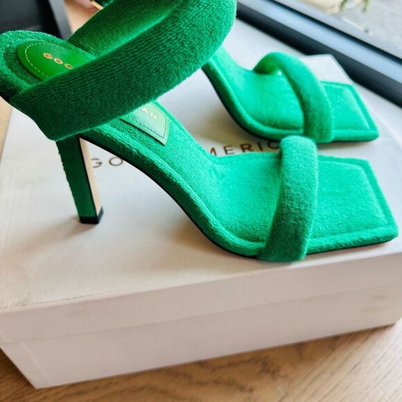 Good American Terry Heeled Sandals – Green – Size 8 – NWT Made in Spain - Picture 3 of 7